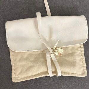Preloved Chloe Cream and White zippered Clutch perfume case